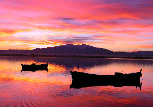 languedoc red sunset over the sea 