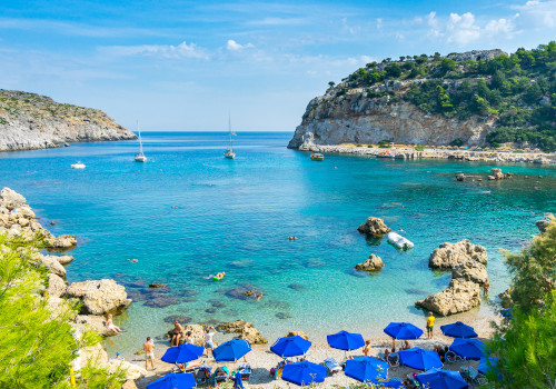 rhodes holiday cottages looking out to Lindos beach