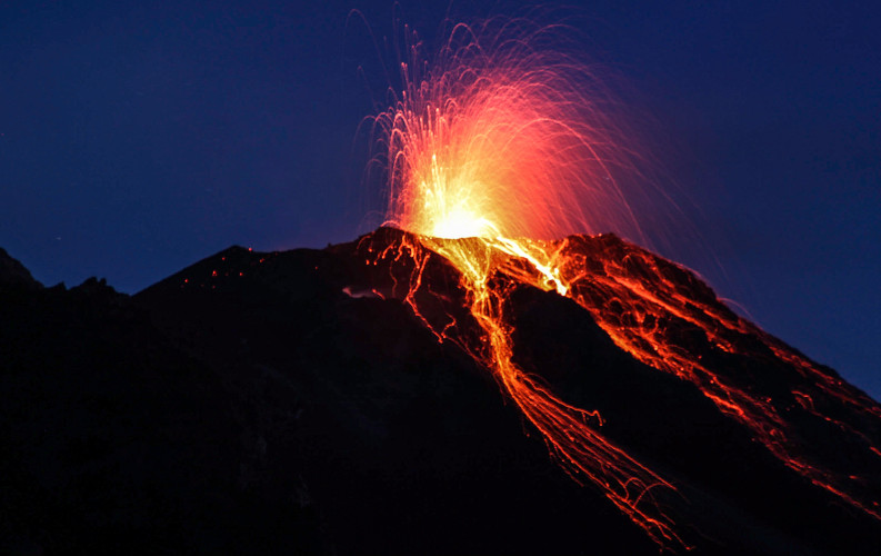 stromboli volcano erupting, sicily