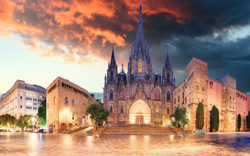 Barcelona gothic quarter and cathedral