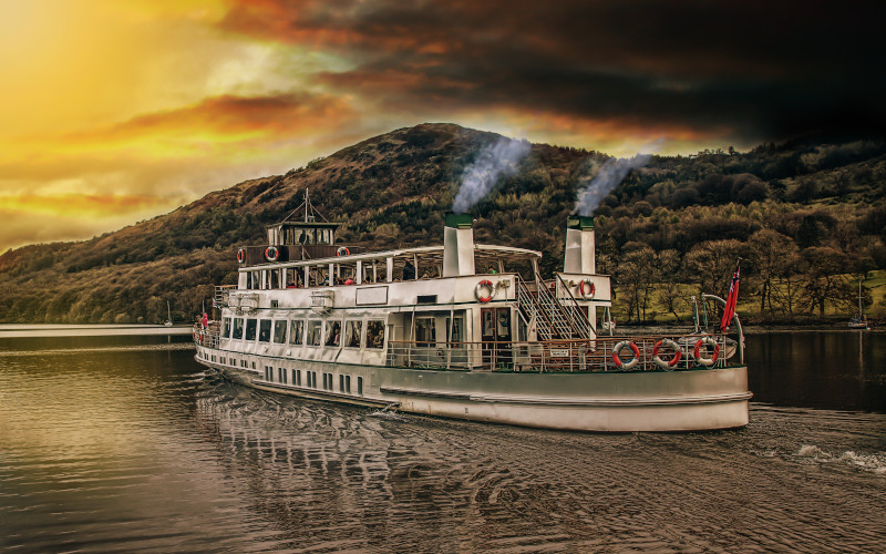 cruise on lake windermere at sunset