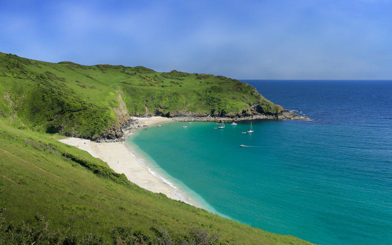 yachts at lantic bay near fowey in cornwall